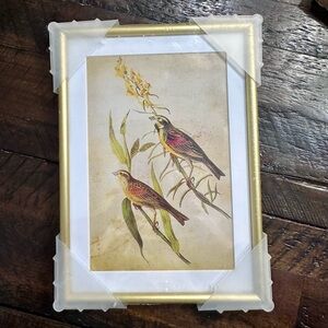 Gold Picture Frame with Bird Illustration